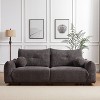 90''W Faux Lamb's Wool Loveseat Sofa, Comfortable Sofa Couch with 2 Ball Pillows 4S - ModernLuxe - 2 of 4