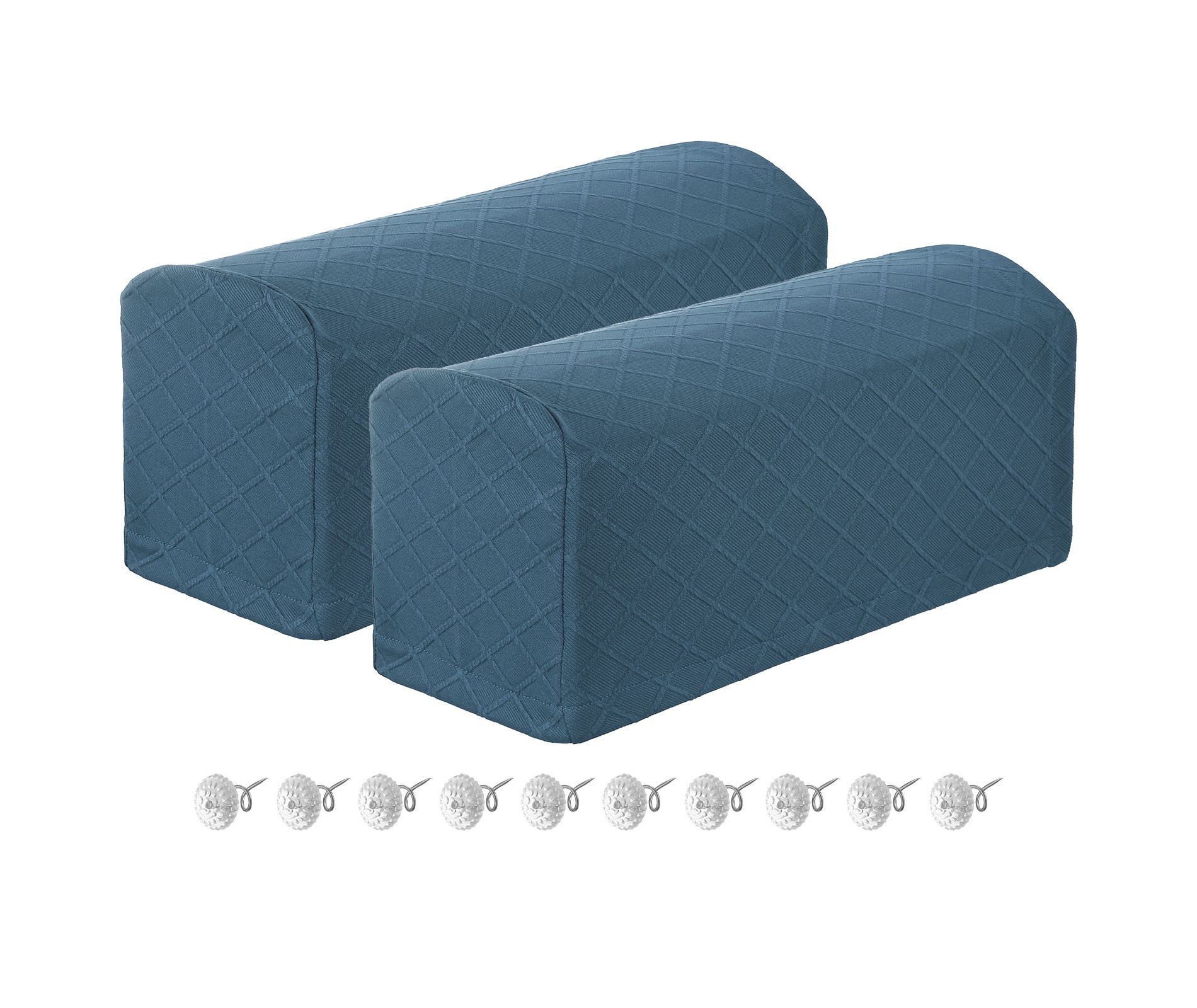 Unique Bargains Non Slip Scratch Resistant Soft Armchair Slipcovers with Twist Pins 2 Pcs Light Blue