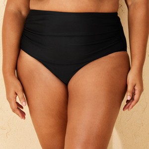 Women's Shirred High Waist Brief Full Coverage Bikini Bottom - Shade & Shore™ - 1 of 3