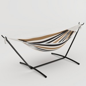 EcoSummer Double Hammock with Stand, 450lbs Heavy Duty 2-Person Cotton Hammock for Indoor Outdoor Relaxation. - 1 of 4