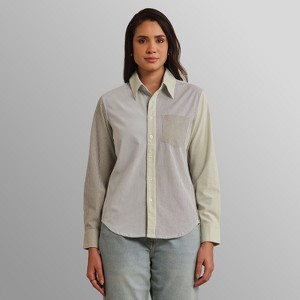 Members Only Women's Oversized Button Up Shirt - Multicolor Stripe