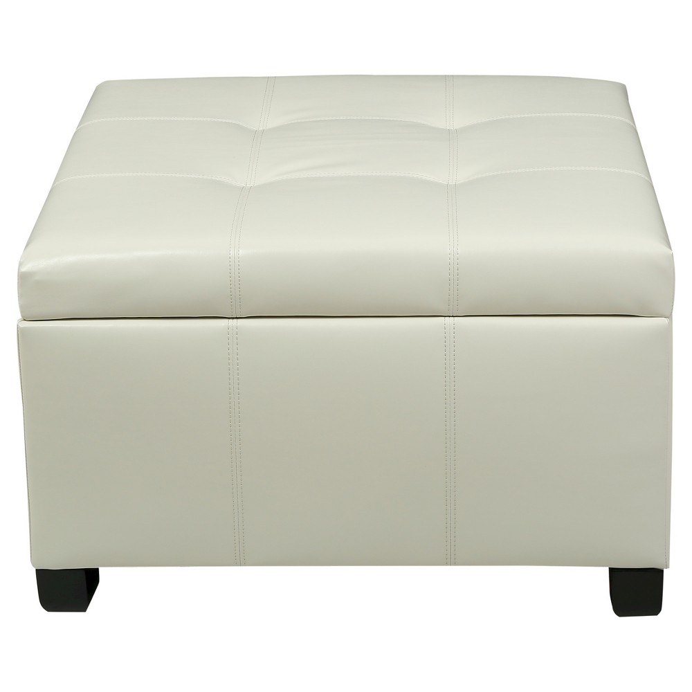 Photos - Pouffe / Bench Cortez Faux Leather Storage Ottoman Ivory - Christopher Knight Home