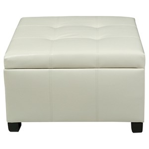 Cortez Faux Leather Storage Ottoman - Christopher Knight Home, Ivory