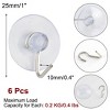 Unique Bargains Removable Metal Hook Vacuum Suction Cup Hooks 1" Diameter Clear 6 Pcs - image 2 of 4