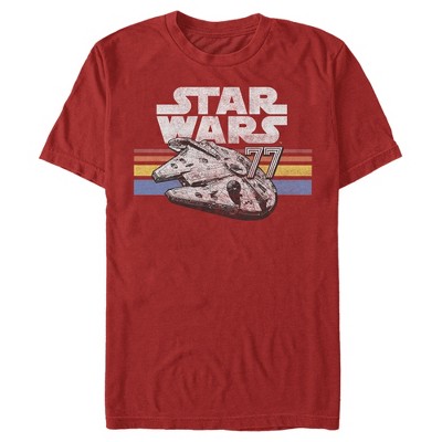 Men's Star Wars Millennium Falcon 77' Vintage Stripes T-Shirt - Red - 3X Large