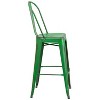 Emma and Oliver Commercial Grade 30"H Distressed Colorful Metal Indoor-Outdoor Barstool w/ Back - 4 of 4