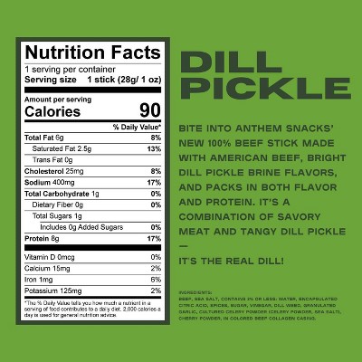 Anthem Snacks Dill Pickle Beef Meat Stick - 8g Protein - 1oz/6ct