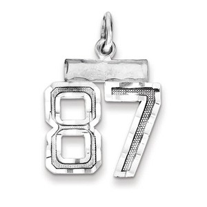 Black Bow Jewelry Sterling Silver, Varsity Collection, Small D/C Pendant, Number 87 - 1 of 4