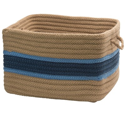 Colonial Mills Garden Banded Square Baskets Utility Basket, 14 by 10-Inch, Jasmine/Blue Ice