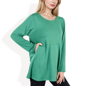 Anna-Kaci Women's Scoop Neck Tunic Top with Front Pockets - 1 of 4