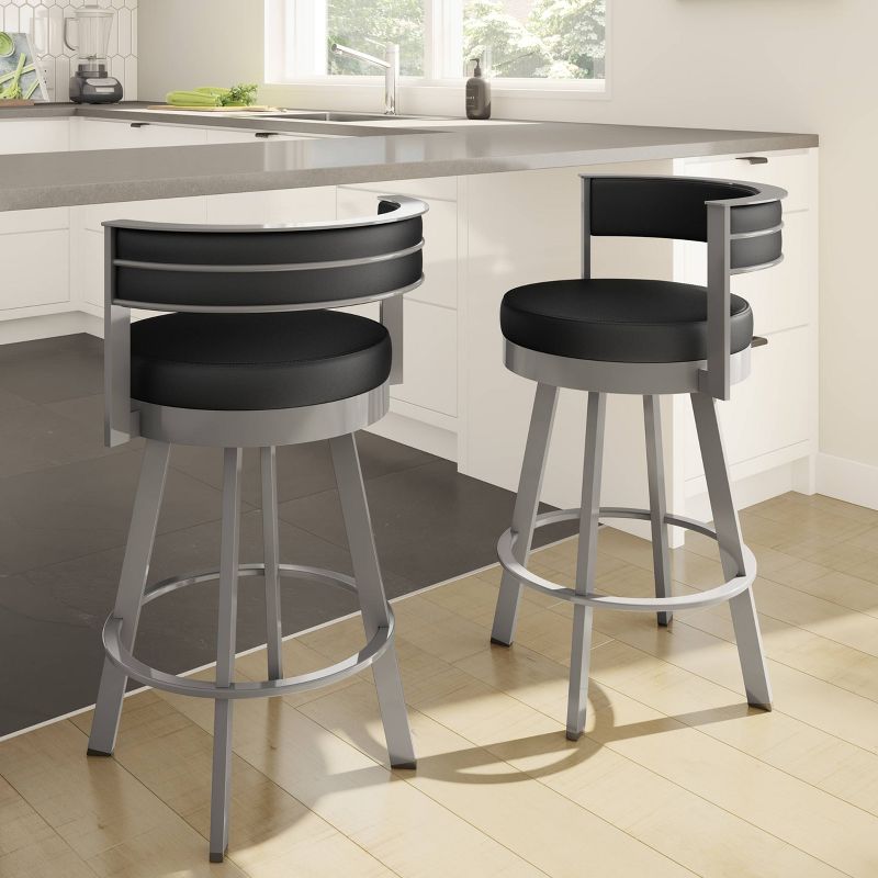 26" Browser Swivel Counter Height Barstool with Upholstered Seat - Amisco, 4 of 8