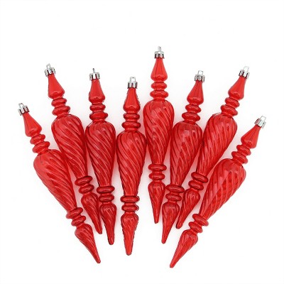 Northlight 8ct Transparent Spiral Shatterproof Christmas Finial Ornament Set 7" - Red