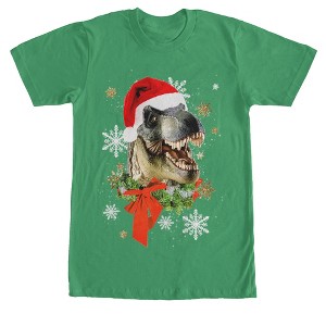 Men's Lost Gods Ugly Christmas T Rex Santa Claus T-Shirt - 1 of 4