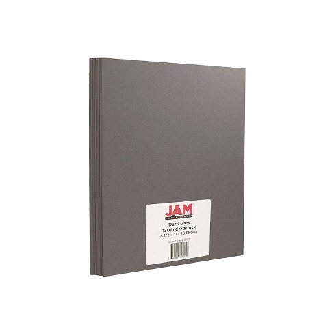 JAM Paper Extra Heavyweight 130 lb. Cardstock Paper 8.5 x 11 Dark Gray 25  Sheets/Pack (296631631)