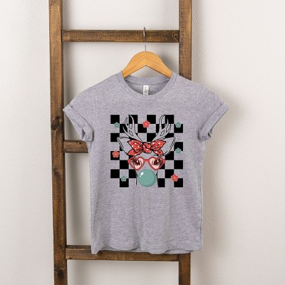The Juniper Shop Checkered Reindeer Toddler Short Sleeve Tee