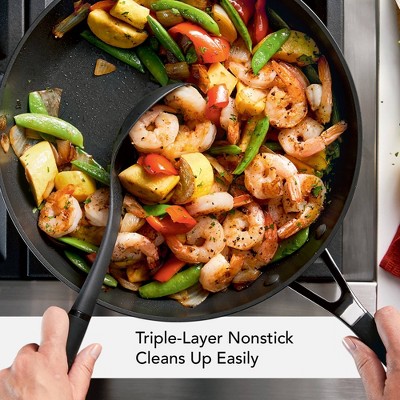 12.25" Black Aluminum Nonstick Frying Pan with Silicone Handle