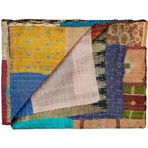 Taj Hotel Kantha Silk Blend Throw | 50"x70" | A - 1 of 4
