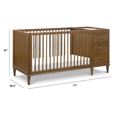 Walnut Convertible 3-in-1 Crib and Changer Combo