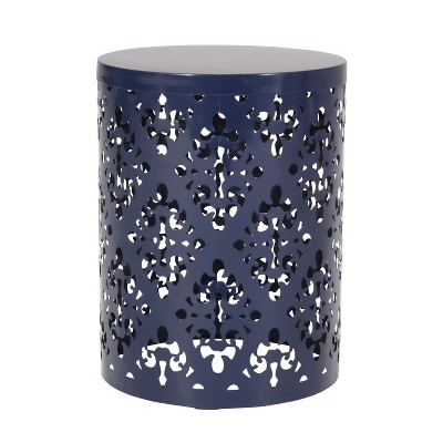 Vynxaria Modern Outdoor Metal End Table with Elegant Iron Cut Design