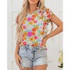 Amaryllis Women’s Retro Floral Print Ruffle Sleeve Smocked Neck Blouse Colorful Vintage-Inspired Top- Small ,Multicolored - 4 of 4