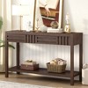 Ash Veneer Entryway Table with Classic Striped Design, 2 Drawers & Bottom Shelf, Fir Wood Legs for Living Room, Hallway, Study, Foyer - 2 of 4