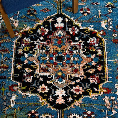 Blue and Red Vintage Hamadan Persian Area Rug
