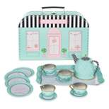 Hearthsong 15-Piece Weekend in Paris Tin Tea Set with Carrying Case