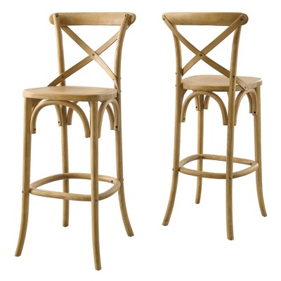 Modern Farmhouse Elm Wood Gear Bar Stool in Natural Finish