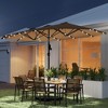 Garden Parasol 14.4 ft. Double-Sided Sun Umbrella with Base, Patio Parasol with LED Solar Lights - 2 of 4