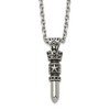 Chisel Stainless Steel Antiqued and Polished Bullet with Crown Pendant on a 24" Cable Chain Necklace - 2 of 4