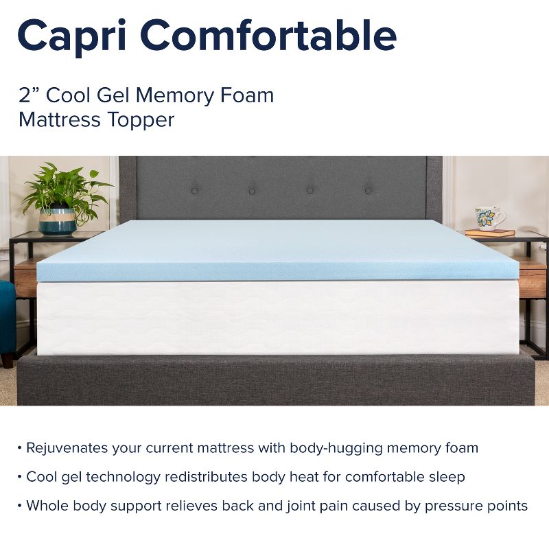 Flash Furniture Capri Comfortable Sleep 2 inch Cool Gel Memory Foam Mattress Topper, 6 of 15