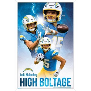 Trends International NFL Los Angeles Chargers - Ladd McConkey 25 Framed Wall Poster Prints - 1 of 4