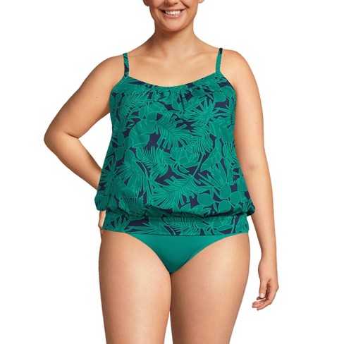 Lands' End Women's Chlorine Resistant V-neck Tulip Hem Tankini Swimsuit Top  With Adjustable Straps : Target