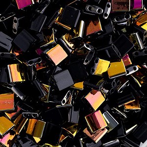 John Bead Miyuki 5x5mm TL-4560 Black Opaque Marea Tila Glass Square Beads 50 Grams - 1 of 2