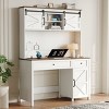 Executive Desk with Hutch Charging Station File Drawer Farmhouse Style for Home Office 47in -3irtyhousy - 2 of 4