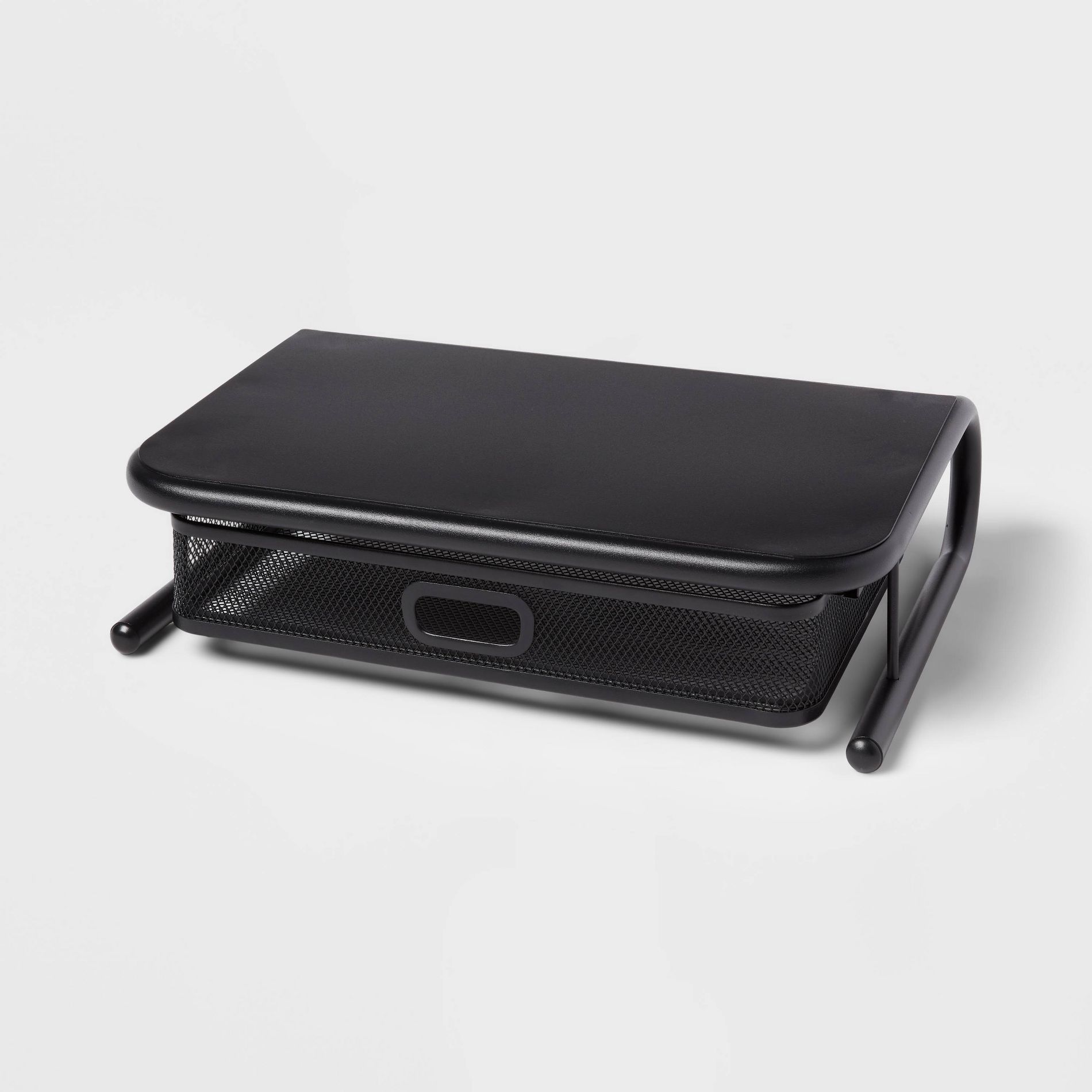 Mesh Monitor Stand with Drawer Black - Brightroom™: Metal Monitor Riser, Desk Accessories, No Assembly Required