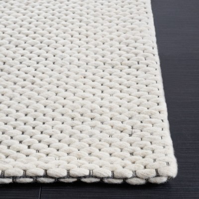 Ivory Rectangular Handwoven Wool Area Rug