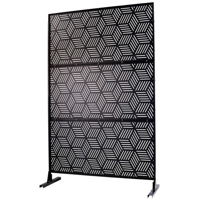 DSVIMOY Outdoor & Indoor Privacy Screen, Freestanding Decorative Privacy Screen for Deck Balcony Patio, Black, 48"*76"*16"