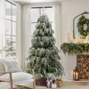 LuxenHome 7Ft Snow-Flocked Downswept Branches Artificial Christmas Tree with Multi-Color Lights Green - 2 of 4