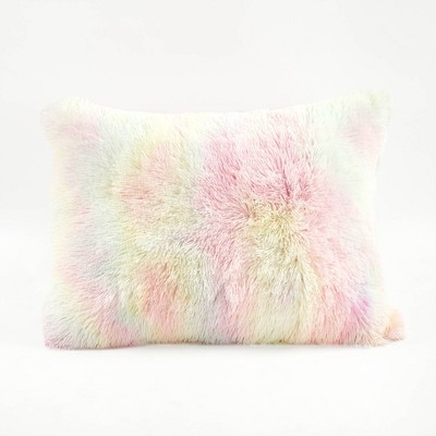 Rainbow Faux Fur Twin Comforter Set with Pillow Sham