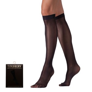 LECHERY Women's Lustrous Silky Shiny Sheer Dress Nylons Knee-Highs Stockings Socks (2 Pairs) - 1 of 4