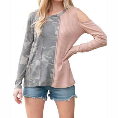 Women's RIB COLOR BLOCK CUT-OUT TOP - Haptics