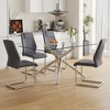 5-Piece Dining Set with Tempered Glass Table and 4 PU Chairs - 2 of 4