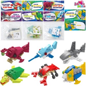 Joyfy 24/28 Packs Valentines Day Cards with Animal Building Blocks for Valentine Party Favor, Kids Classroom Exchange Gift, Valentine’s Greeting Cards - 1 of 4
