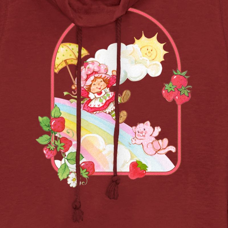 Juniors Womens Strawberry Shortcake Rainbow Slide Adventure Cowl Neck Sweatshirt, 2 of 4