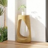 Lyngins Round Outdoor End Tables, Wood-Effect MGO Outdoor Side Table, Hollow Base Patio End Table for Outside or Indoor Use - 3 of 4