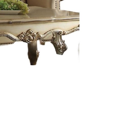Vendome Grandeur 89'' Bone Faux Leather Tufted Sofa with Gold Patina