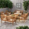 Caydon 8pc Acacia Wood Chat Set: Weather-Resistant with Cushions - Christopher Knight Home - 2 of 4