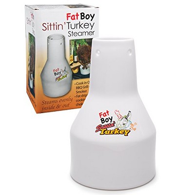 Chef's Choice Sittin' Turkey Fat Boy Ceramic Beer Can Turkey Roaster and Steamer - Infuse delicious Marinades and BBQ flavors
