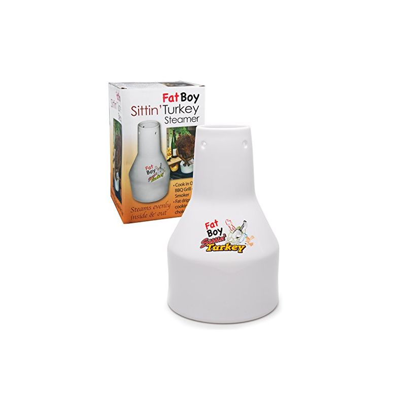 Chef's Choice Sittin' Turkey Fat Boy Ceramic Beer Can Turkey Roaster and Steamer - Infuse delicious Marinades and BBQ flavors, 1 of 2